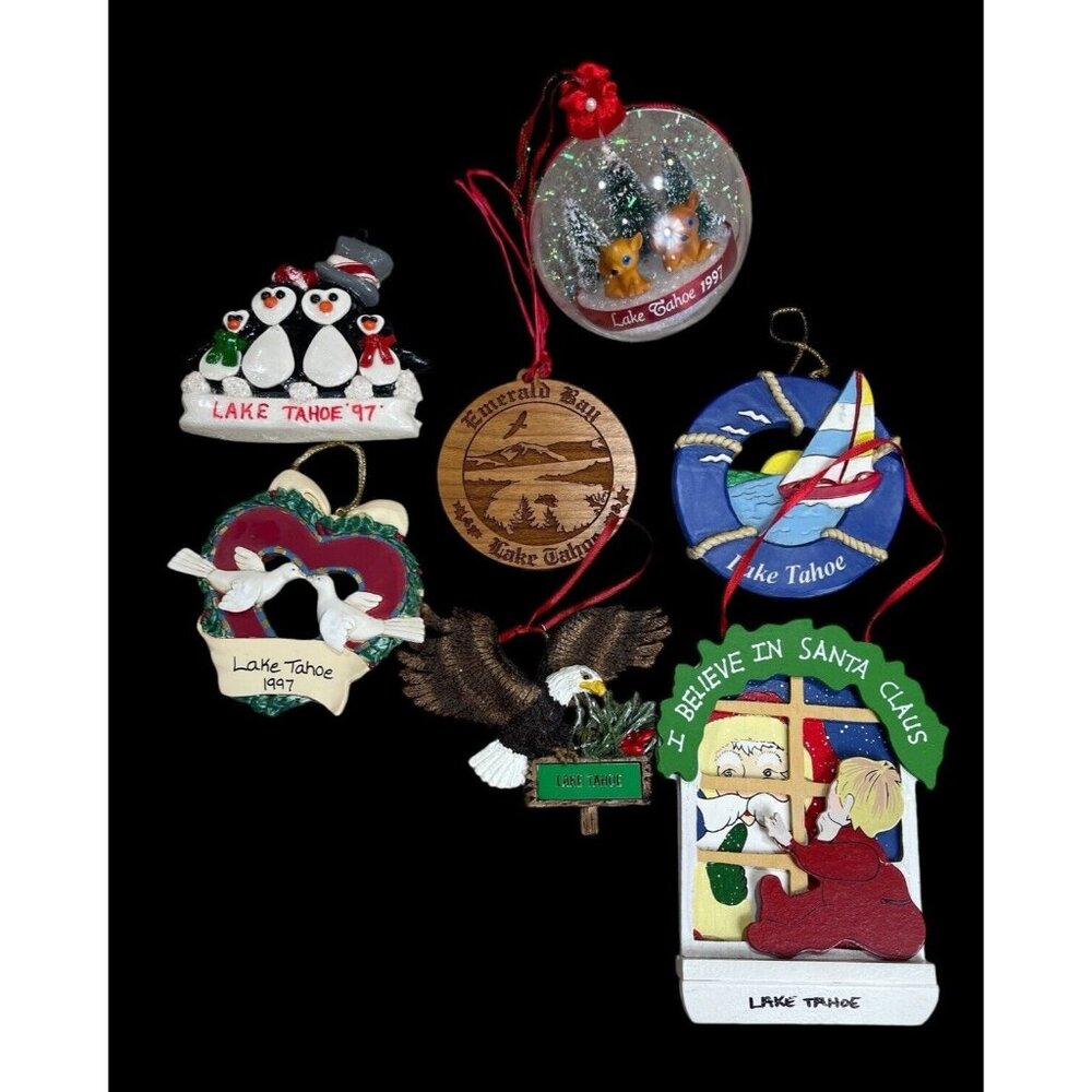 Vintage Christmas Holidays Tree Decoration 1997 Ornaments Lot of 6 Lake Tahoe